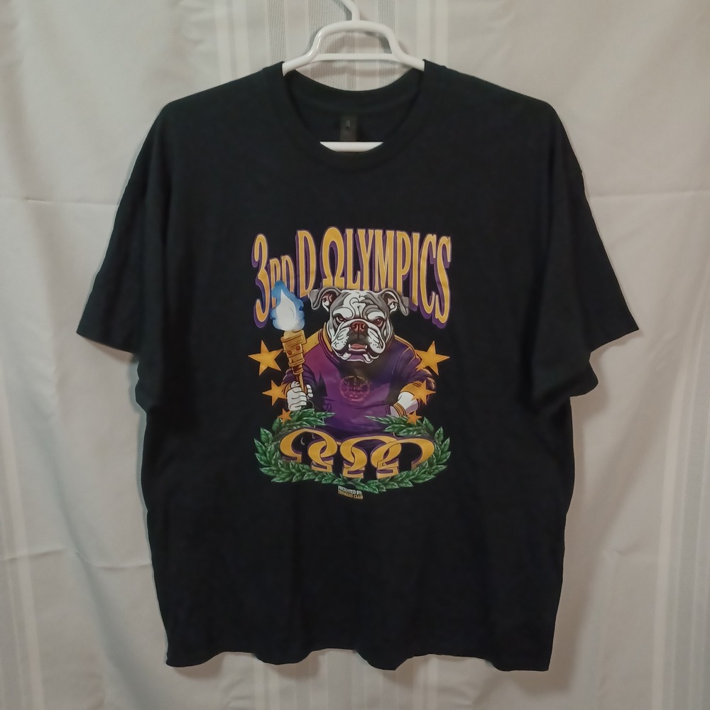 Gildan T-Shirt Mens 2XL Black 3rd D Olympics Omega Psi Phi Bulldog Graphic Tee‎